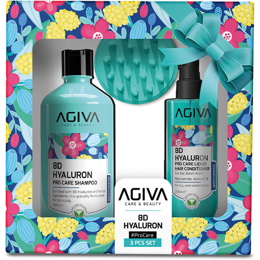 Agiva 8D Hyaluron Pro Care Set for Dry, Weak & Brittle Hair 3 Pieces