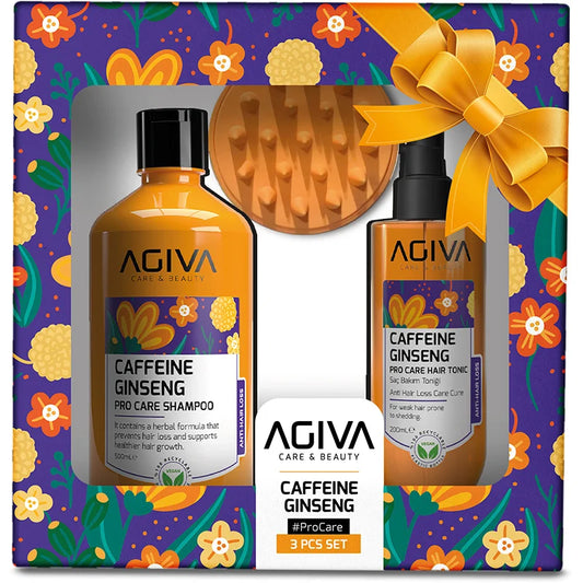 Agiva Caffeine & Ginseng Pro Care Set for Weak Hair Prone to Loss & Shedding 3 Pieces